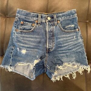 Levi's Blue Distressed Jean Shorts